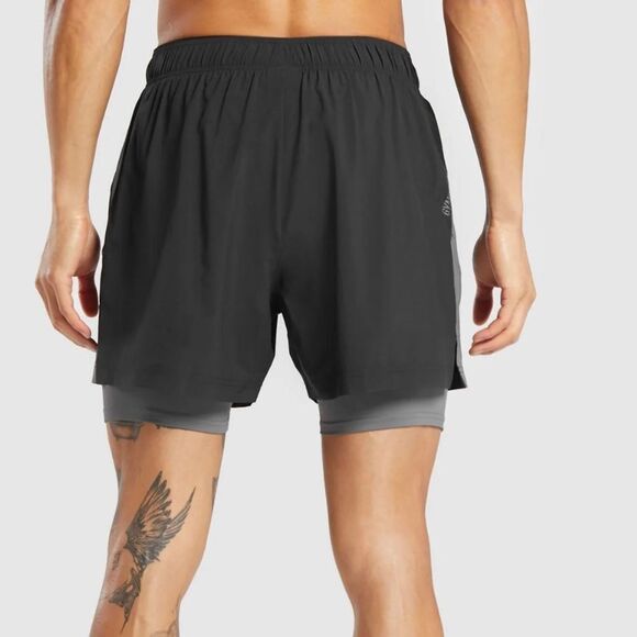 Gymshark Sport 5" 2 In 1 MensShorts Black/Silouette Grey Size M NWT in packaging - Picture 3 of 8